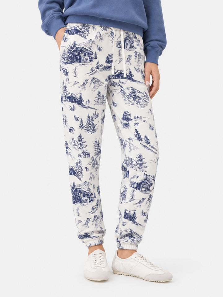 Pantalones de felpa de algodón Odalys con estampado toile de jouy 