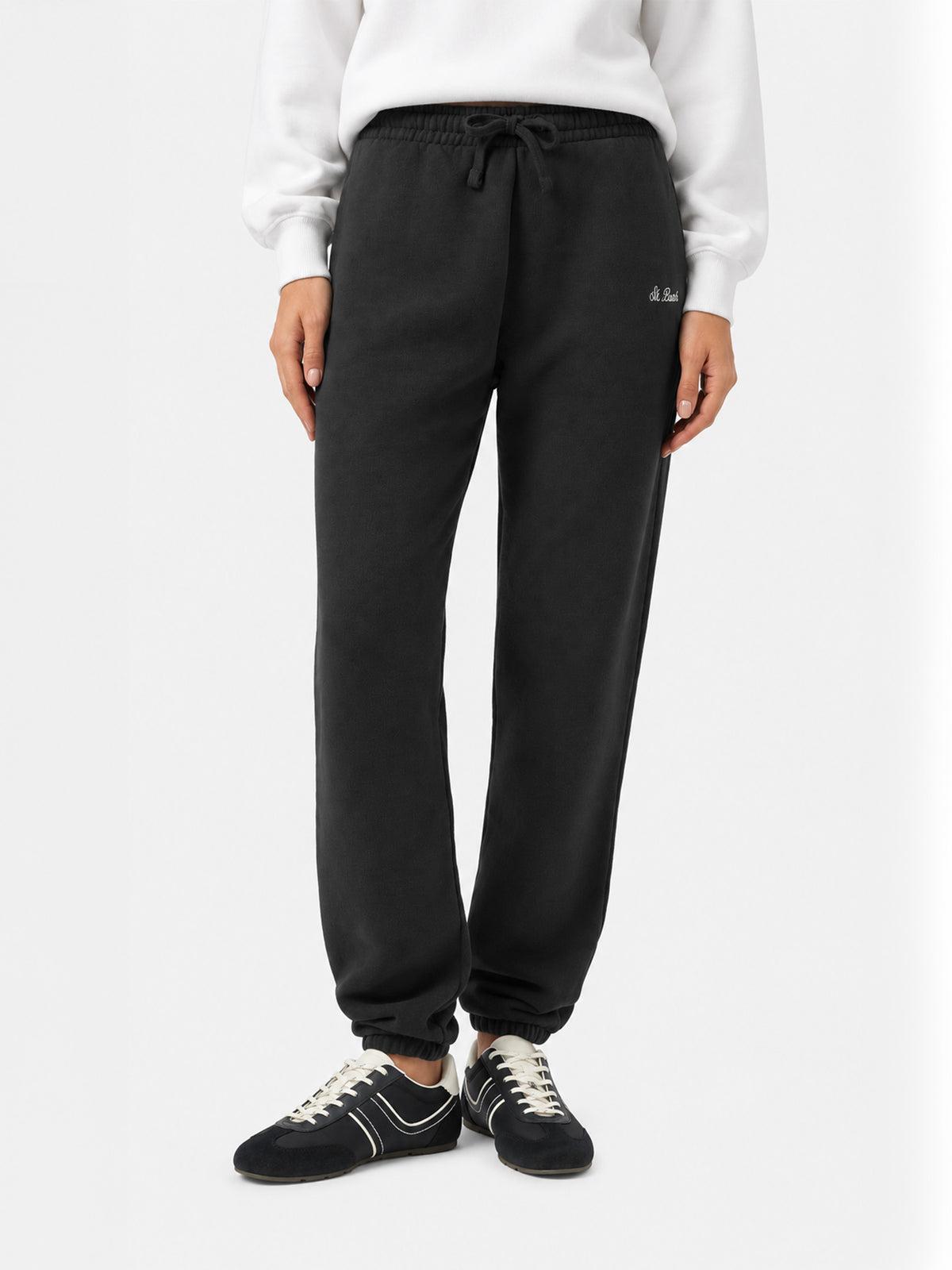 Jogginghose Odalys aus schwarzem Baumwollfleece 