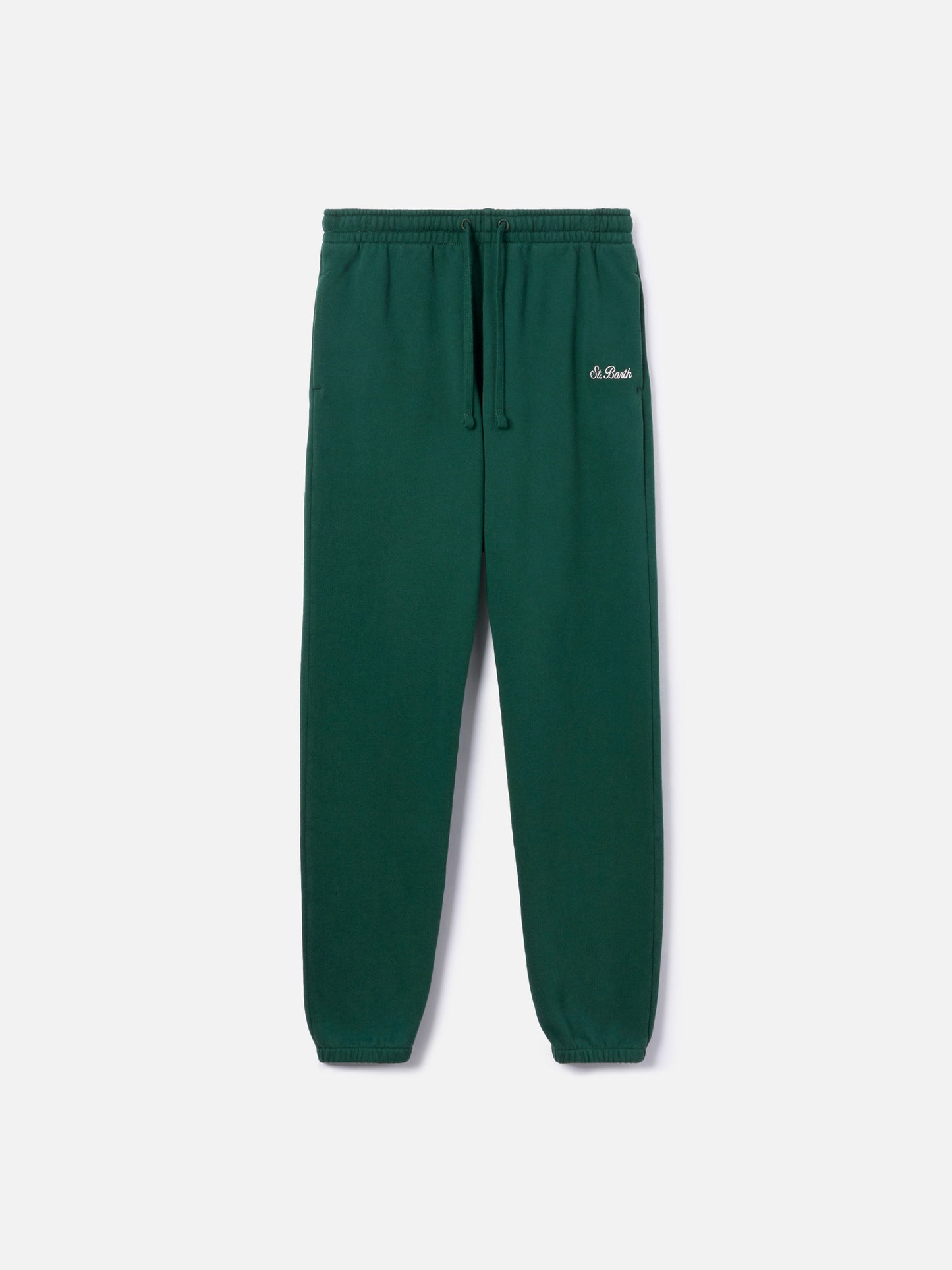 Pantaloni da jogging in pile di cotone verde inglese da donna Odalys