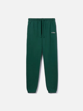 Pantaloni da jogging in pile di cotone verde inglese da donna Odalys