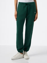 Pantaloni da jogging in pile di cotone verde inglese da donna Odalys