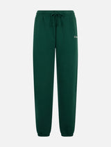 Pantaloni da jogging in pile di cotone verde inglese da donna Odalys