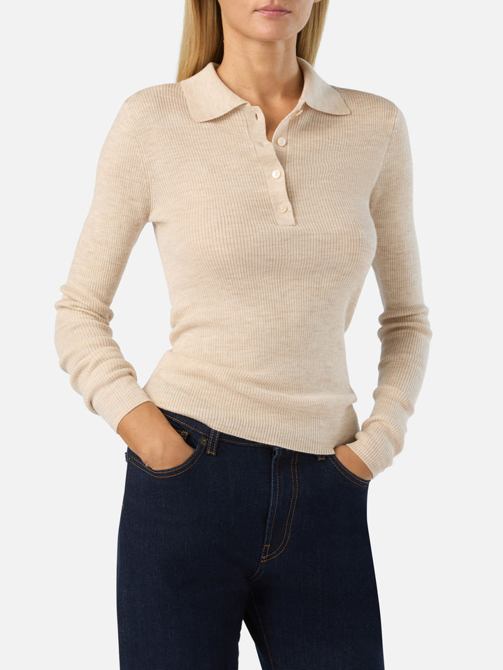 Strickoberteil mit Polokragen aus Grain Odell Merinowolle 