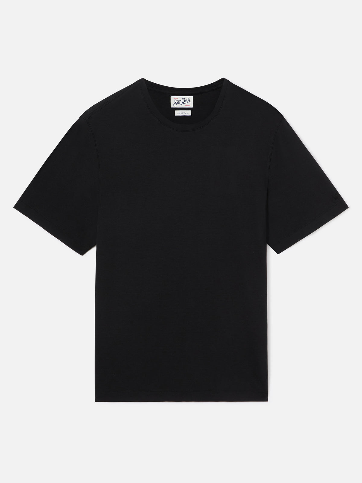 Camiseta Orson negra de crepé de algodón con bordado del logo 