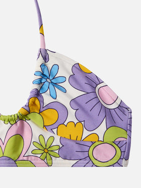 Top crop Page Jr con stampa fiori hippie