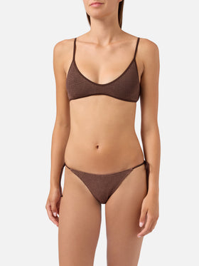 Bikini bralette Paloma Marielle marron en crinkle 