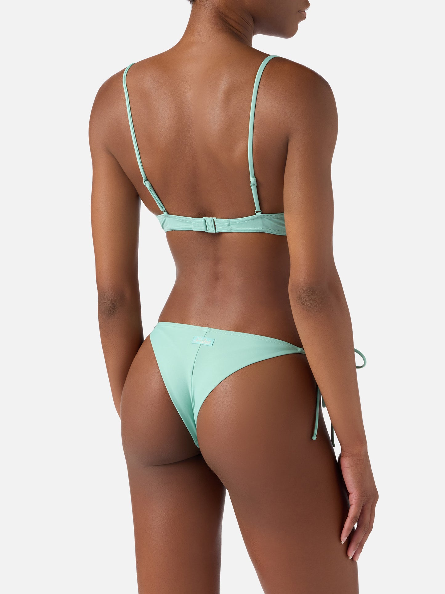 Bikini bralette Paloma Marielle verde salvia con lazos 