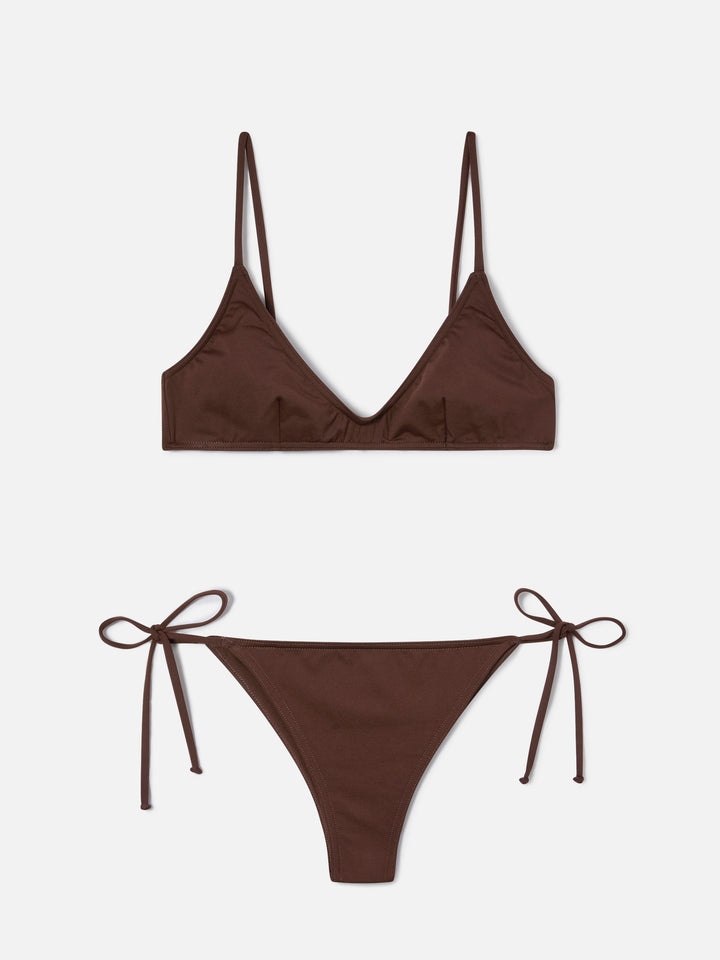 Bikini Paloma Marielle bralette marrone scuro con laccetti