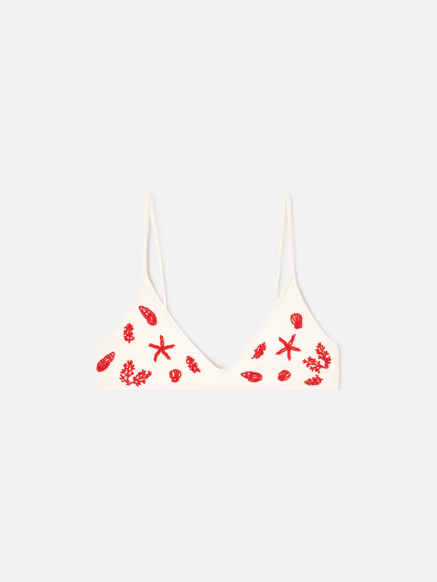 Paloma bralette bikini top in cream with bead details