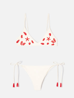 Paloma Marielle cream bikini with beads and tassels