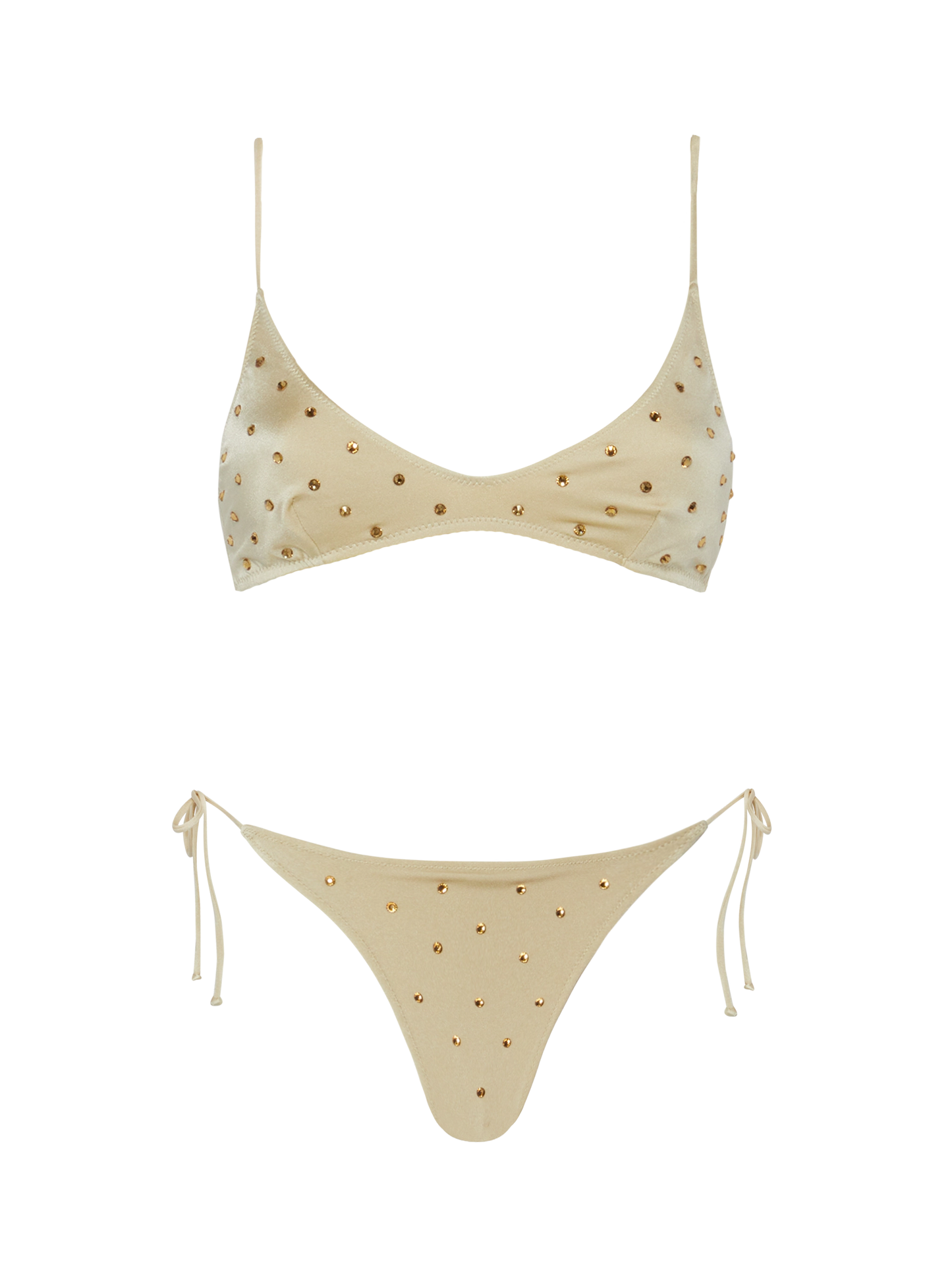 Bikini oro a bralette Paloma Marielle con decorazione in strass