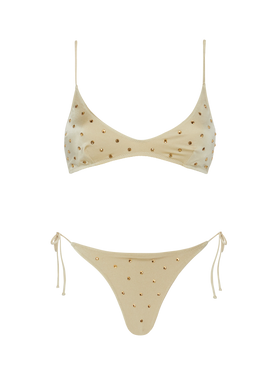 Bikini oro a bralette Paloma Marielle con decorazione in strass