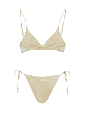 Bikini oro a bralette Paloma Marielle con decorazione in strass
