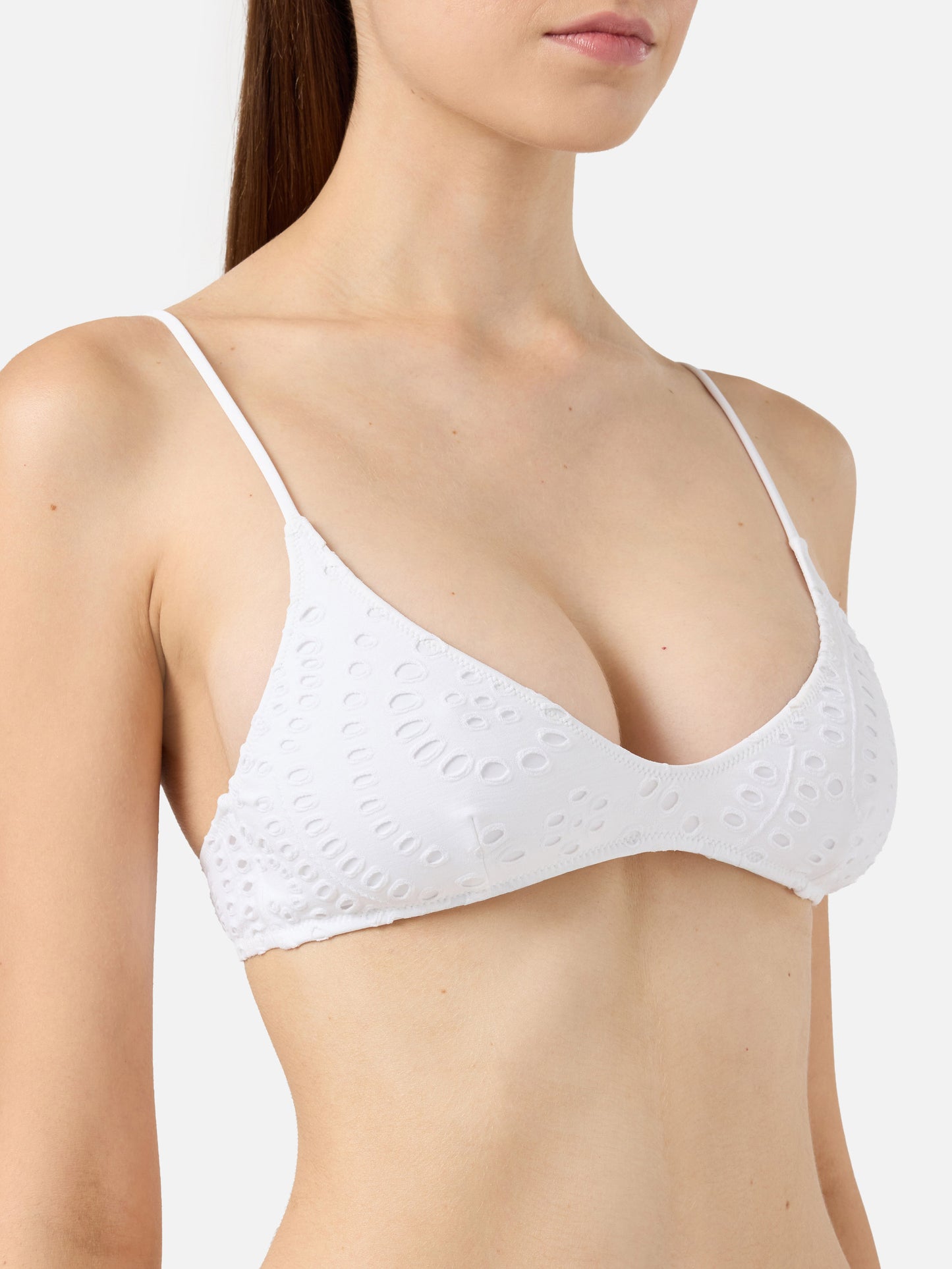 Yali black Sangallo lace classic swim briefs - Paloma white Sangallo lace scoop bralette