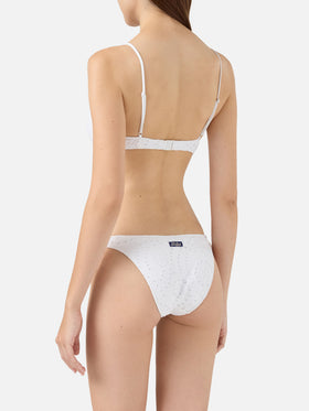Yali black Sangallo lace classic swim briefs - Paloma white Sangallo lace scoop bralette