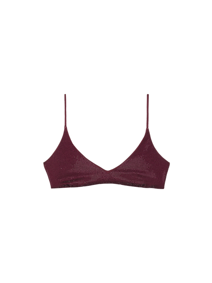 Paloma burgundy scoop bralette with rhinestone embellishment - MC2 Saint Barth