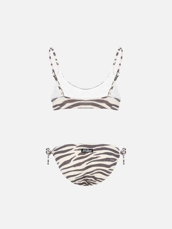 Paloma Jr lurex bralette bikini with zebra print