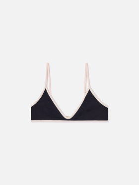 Top bikini Paloma String bralette nero con profili a contrasto