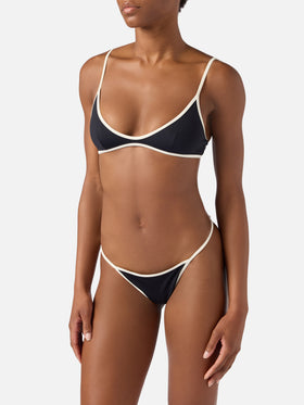 Bikini negro Paloma Zephire String con ribetes en contraste 