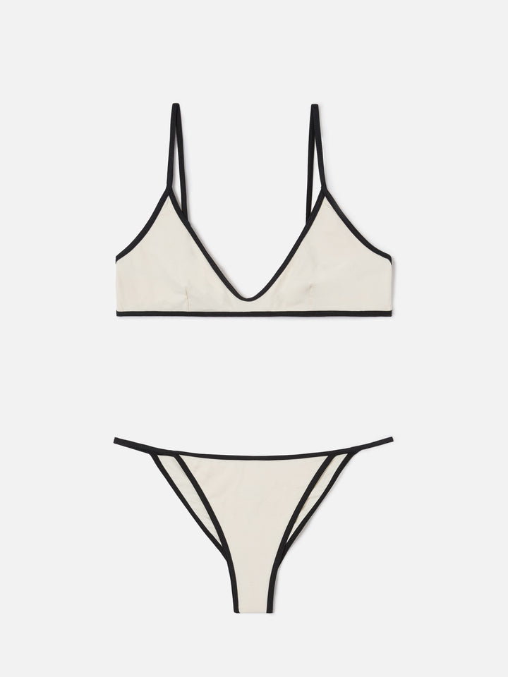 Bikini Paloma Zephire String panna con profili a contrasto