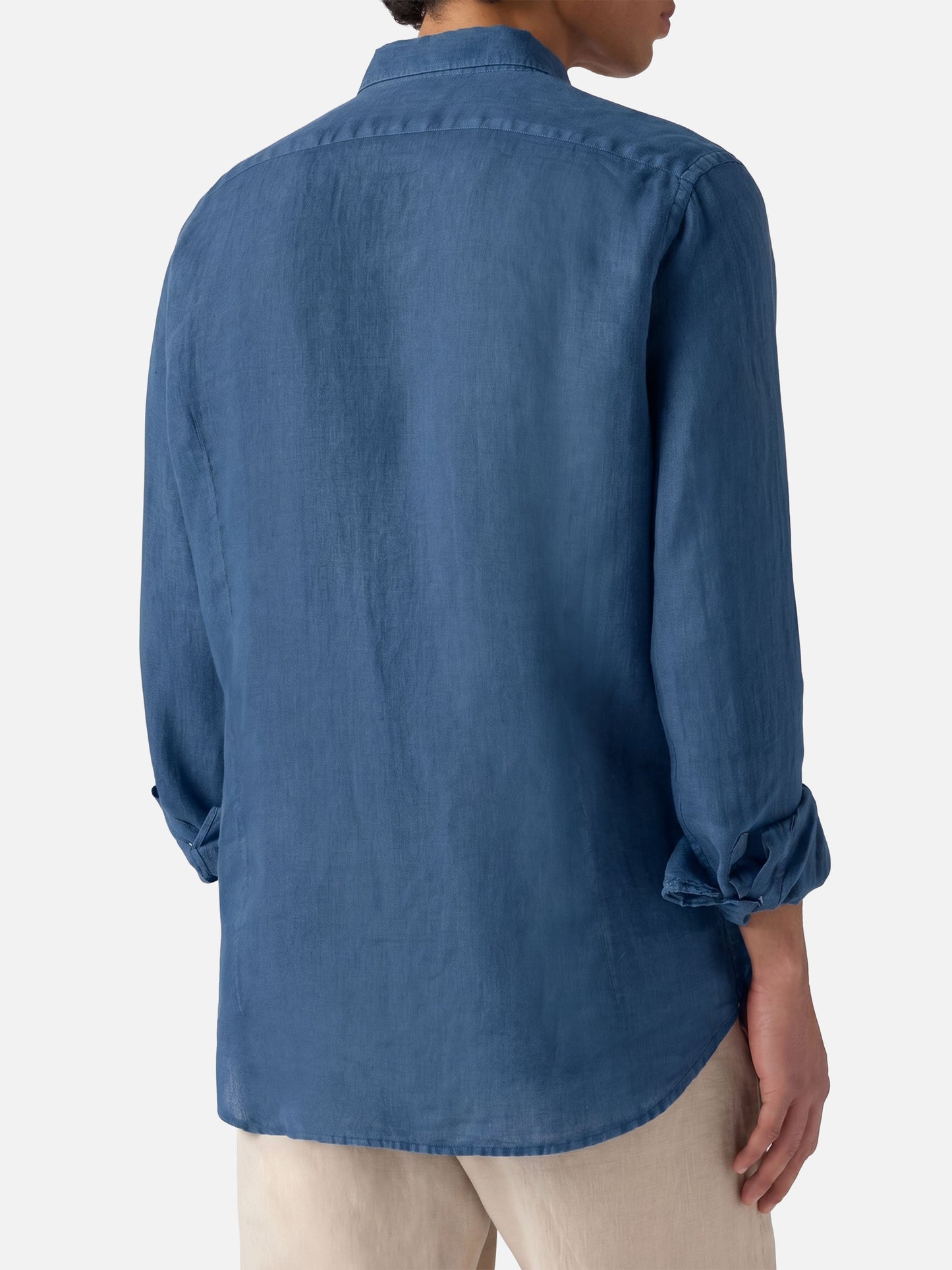 Pamplona shirt in dark denim pure linen