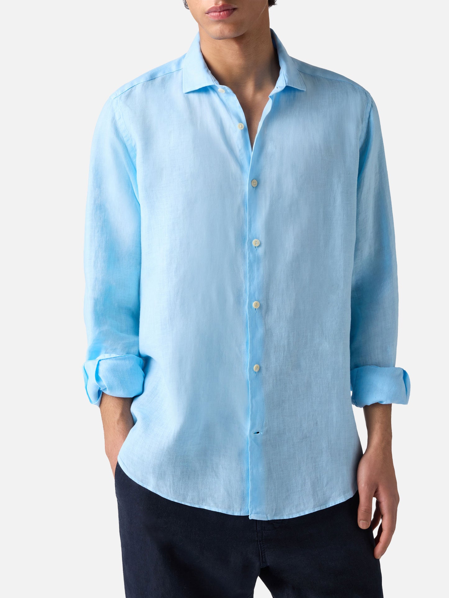 Hellblaues Herren-Leinenhemd Pamplona