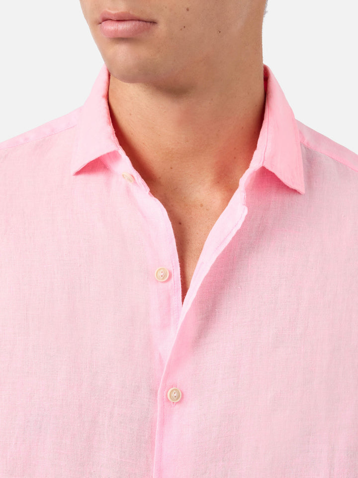 Camisa de lino fluo rosa Pamplona 