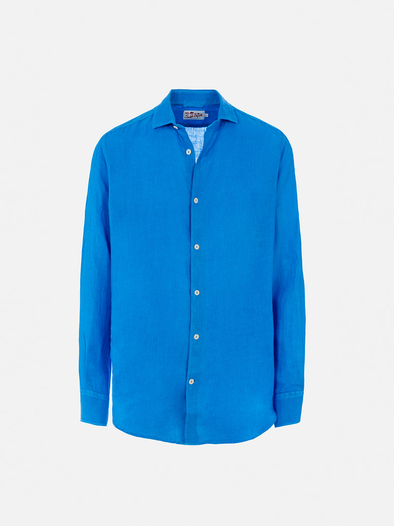 Man watercolor bluette linen shirt Pamplona