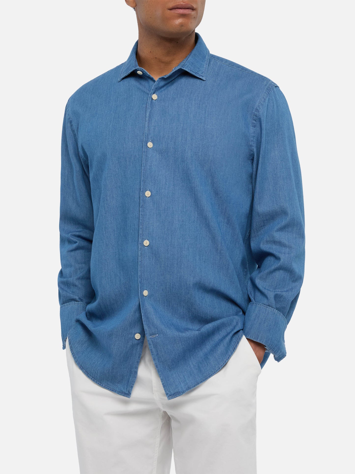 Dunkeljeansblaues Chambray-Hemd Pamplona