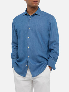 Dunkeljeansblaues Chambray-Hemd Pamplona
