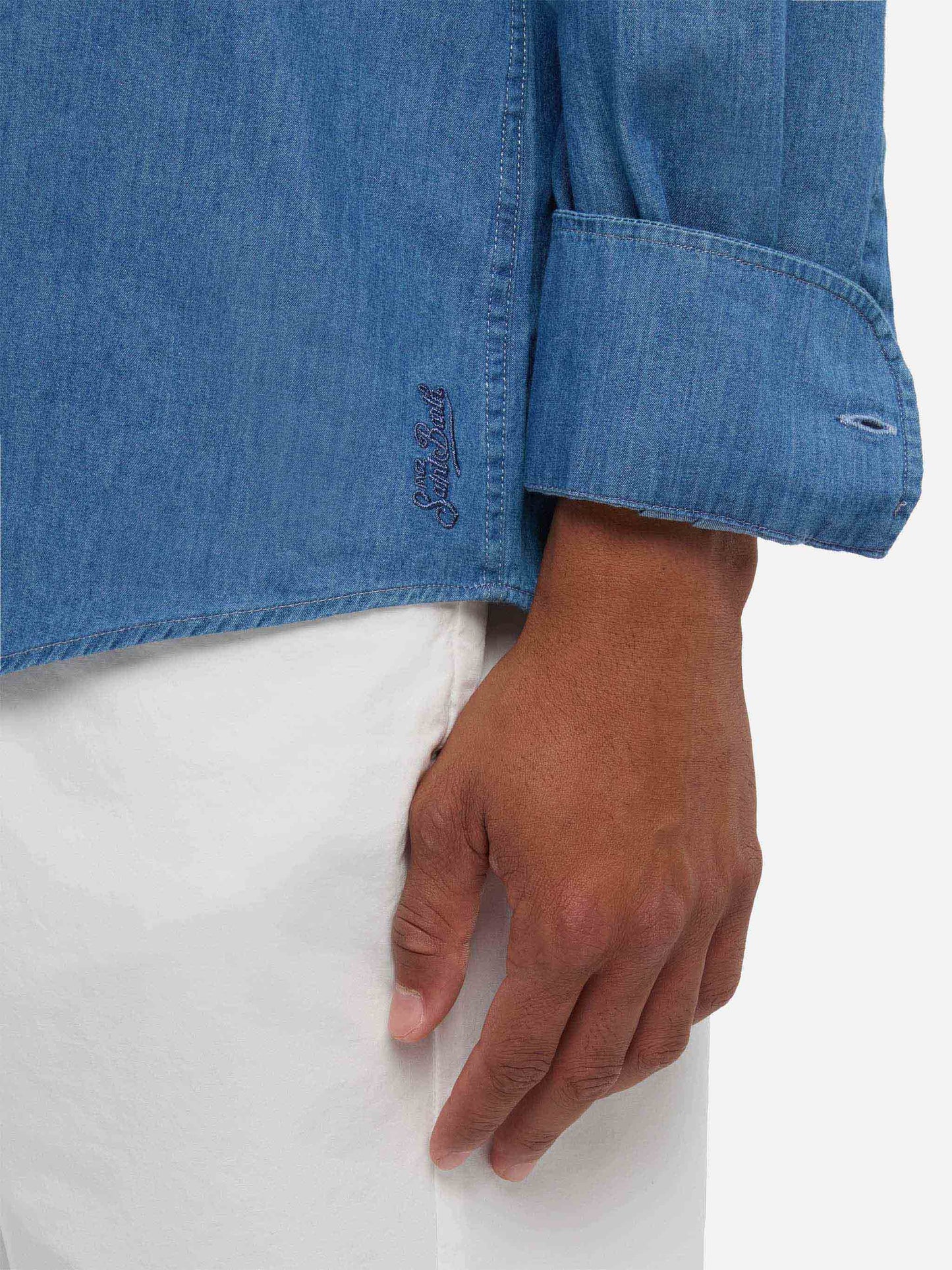Dunkeljeansblaues Chambray-Hemd Pamplona