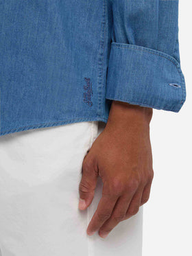 Dunkeljeansblaues Chambray-Hemd Pamplona