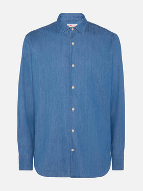 Dunkeljeansblaues Chambray-Hemd Pamplona
