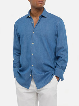 Camicia Pamplona in chambray blu denim scuro