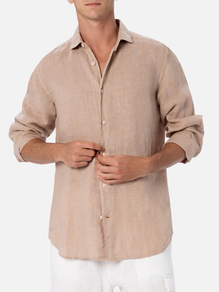 Herren beiges Leinenhemd Pamplona