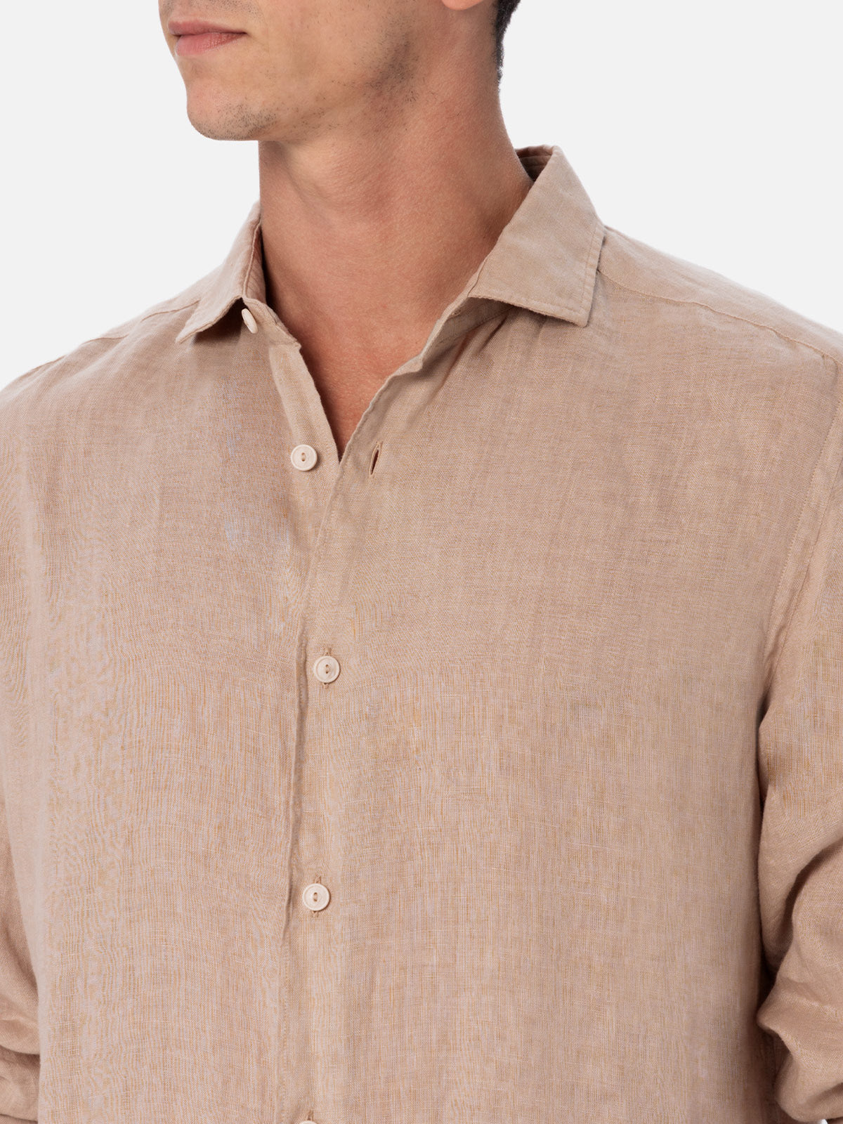 Herren beiges Leinenhemd Pamplona