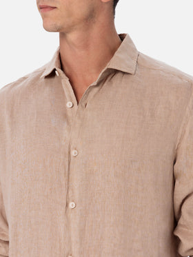 Herren beiges Leinenhemd Pamplona