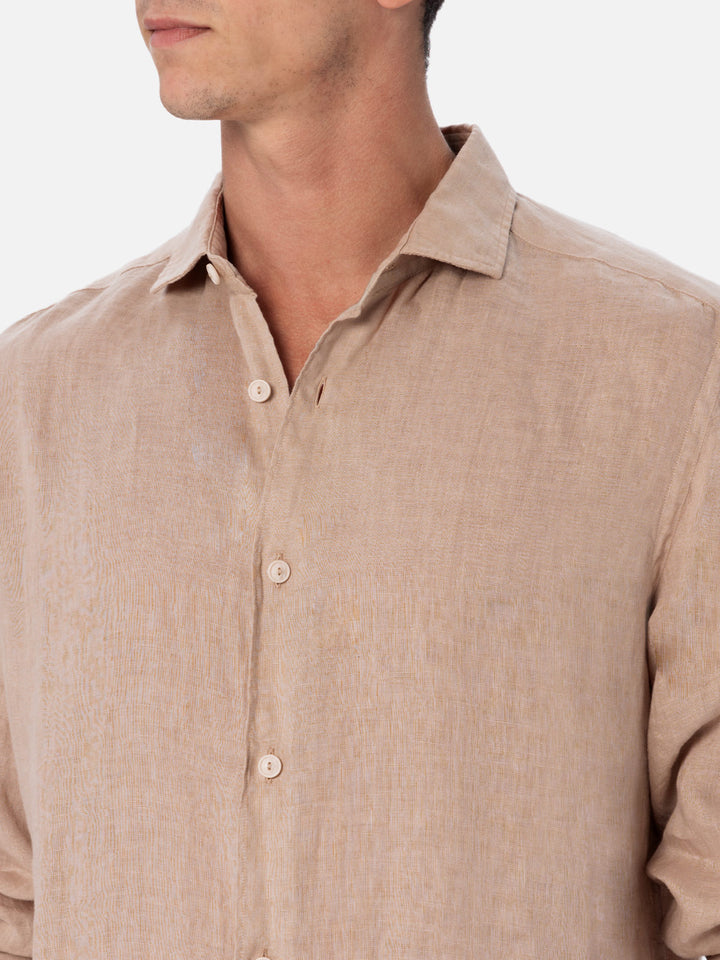 Herren beiges Leinenhemd Pamplona
