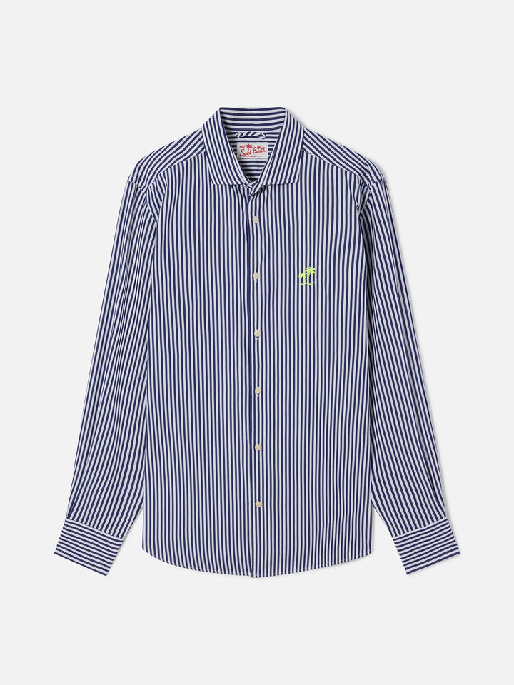 Pamplona navy and white striped cotton shirt
