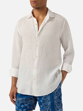 Camicia Pamplona in lino bianca tinta unita