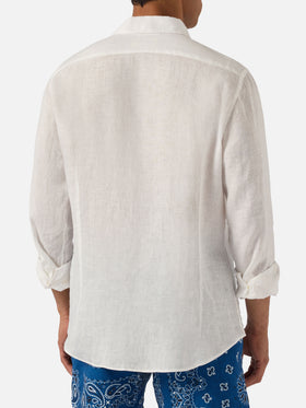 Camicia Pamplona in lino bianca tinta unita