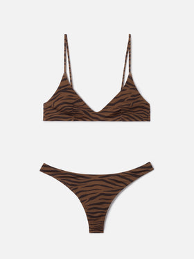 Bikini Panamy bralette con stampa zebrata all-over