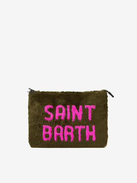 Parisienne green faux fur cross-body pouch bag - MC2 Saint Barth