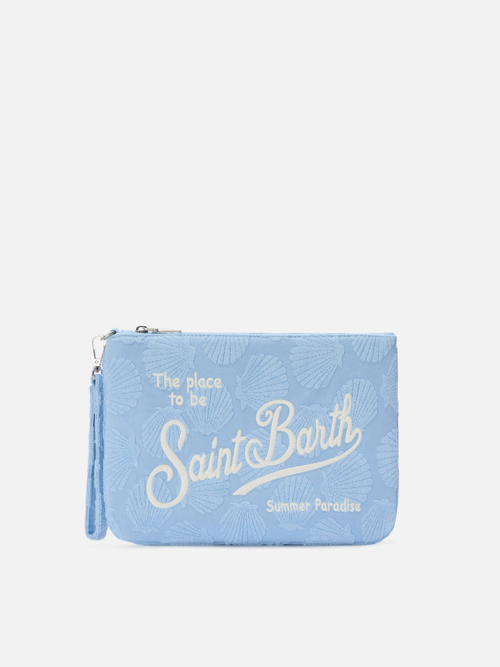 Parisienne Sponge pouch con motivo conchiglie in rilievo e trcolla removibile 