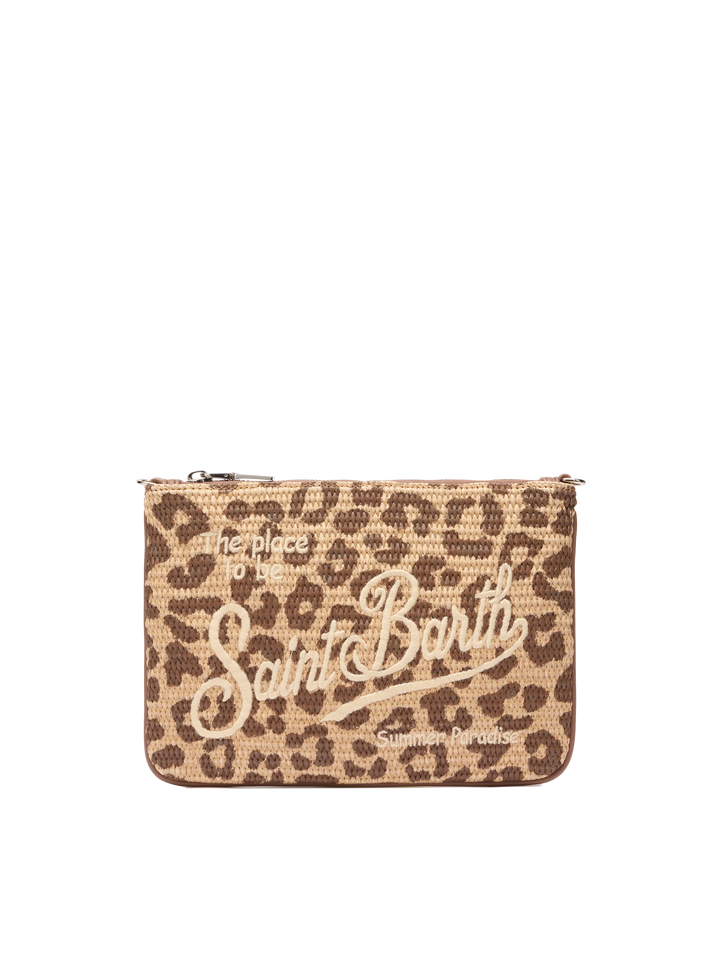 Pochette Parisienne effetto paglia con stampa animalier