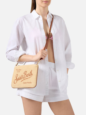 Parisienne pouch tinta unita con logo ricamato marrone e tracolla removibile