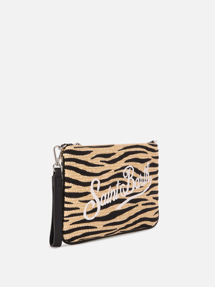 Parisienne embroidered zebra pouch  with removable strap