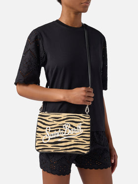 Pochette zèbre brodée Parisienne avec bandoulière amovible 