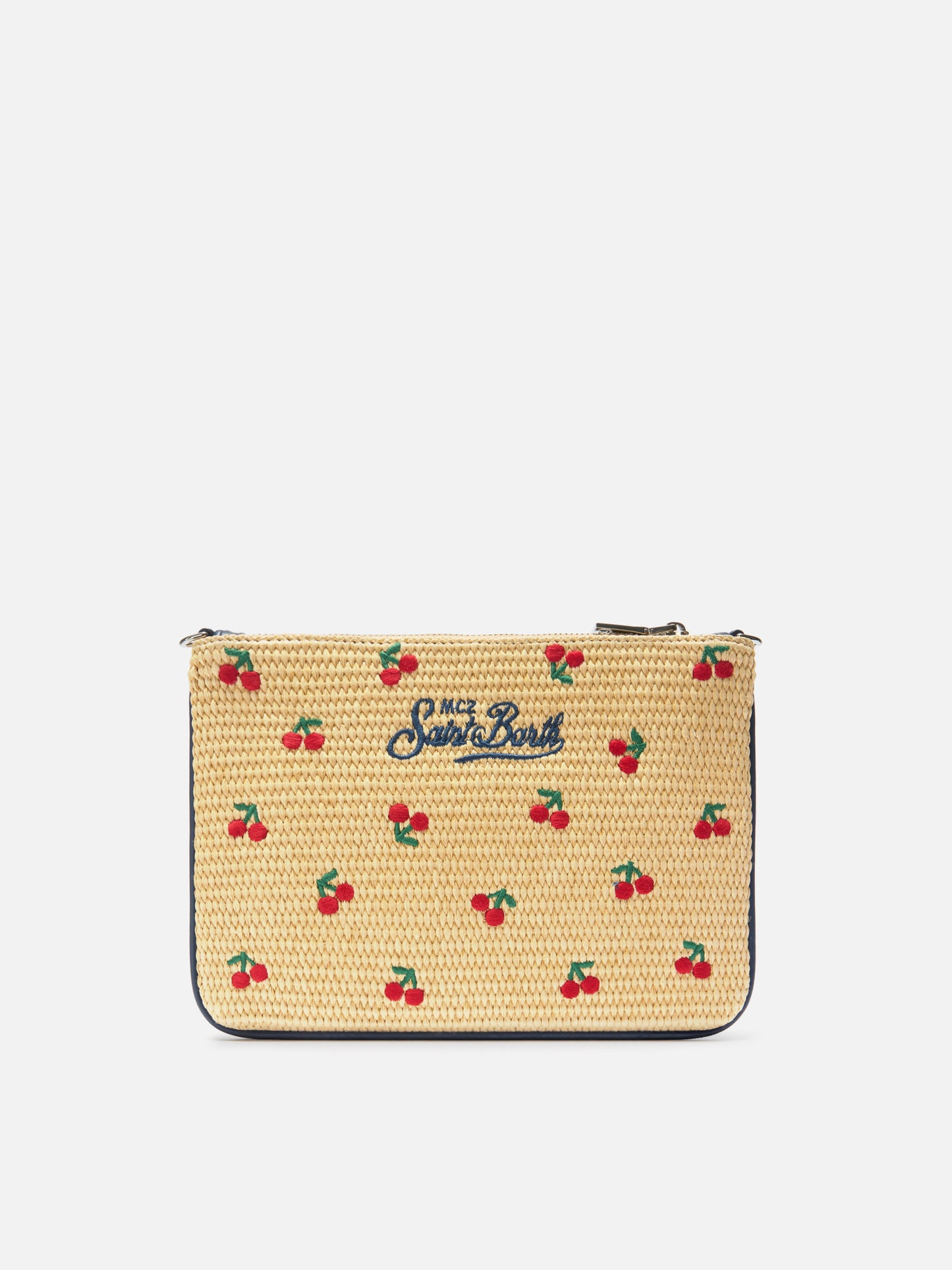 Parisienne embroidered cherries pouch with removable strap