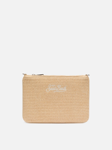 Mc2 SaintBarth ロゴ ペイズリー ジップ ポーチ/送料関税込 Light blue Pareasy pochette with jacquard Saint Barth logo